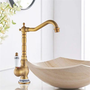 Antik Messing Retro Waschtischarmatur 360° Waschtisch Spültisch Mischbatterie DE - Bild 1 von 12