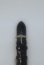 NEW HIRSCH CROCOGRAIN BLACK LEATHER WATCH STRAP FAST FIT SPRING BARS