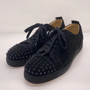 Christian Louboutin Louis Junior Spikes Black Suede Sneakers [US9.5] LTD From JP - Picture 1 of 12