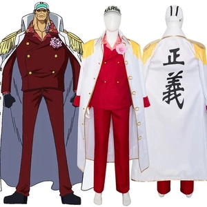 IN STOCK Marines Admiral Sakazuki Akainu Cosplay Costume White Uniform Red Suits - Picture 1 of 10