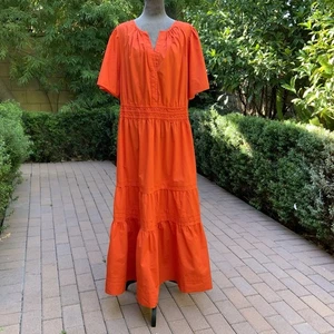 Anthropologie 2X Somerset Maxi Dress Pockets Tiered Cottagecore Boho Smocked Wai - Picture 1 of 18