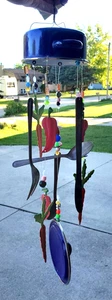 Boho Wind Chime with Carrots, Peppers, Utensils, Beads and Blue Pot with Lid - Picture 1 of 7