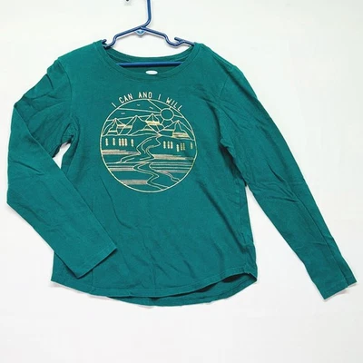 Antigua Camiseta Azul Marino Bosque Verde y Dorado Inspiradora Manga Larga Niñas (10-12) L Foto 1 de 4