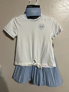 Nicole miller Sport Girls' Tie-Front Shirt with Pleated Skirt Set Tennis Golf 5 - Picture 1 of 4