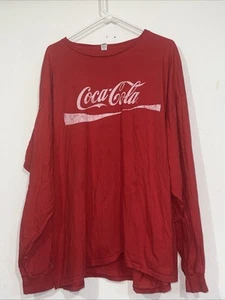 Vintage Coca Cola Single Stitch Long Sleeve T Shirt 3XL Red With White Print - Picture 1 of 6