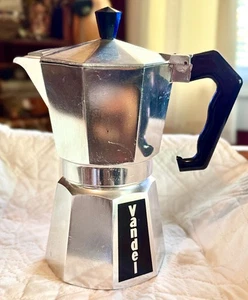 VANDEL ESTUFA CAFETERA ESPRESSO, VINTAGE TEMPRANA, HECHA EN ITALIA 387, OLLA MOKA, USADA EN EXCELENTE ESTADO - Imagen 1 de 12