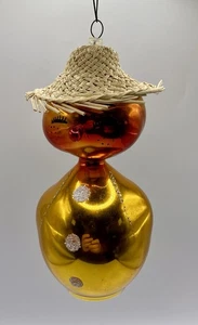 VTG Mouth-Blown Soffieria De Carlini Glass Ornament, FIGURE WITH STRAW HAT. - Picture 1 of 10