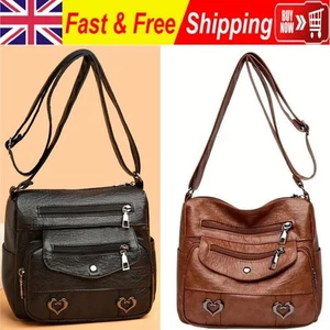 Luxury Women's Soft Leather Handbag Classic Ladies Shoulder Cross Body Bag Brown - Picture 1 of 24