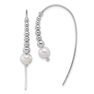 Argento Sterling Rodiato Lucido Lucido Graduato Perline e Conchiglia Perla Threa... - Foto 1 di 3