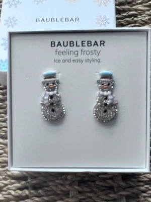 Aretes Baublebar Holiday Feeling Muñeco de Nieve Escarchado Invierno Azul Oro Cristal Foto 1 de 4