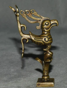 7CM Antique Old China Bronze Fengshui Auspicious Phoenix Phenix Fenghuang Statue - Picture 1 of 5