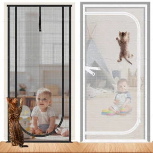 Heavy Duty Cat Pets Mosquito Proof Screen Curtain Door with Bilateral Zipper - Picture 1 of 48