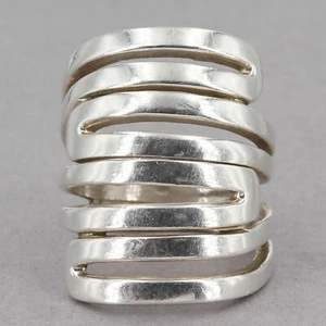 Retired Silpada Heavy Sterling Silver Bold MODERN MAZE 1" Wide Ring R1532 Sz 5.5 - Picture 1 of 6