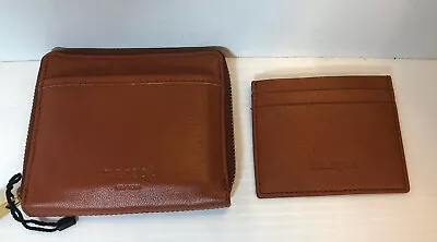 Margot New York Patty Brown Leather Clutch Zip Wallet Wristlet W/Joyce Card Case • 32.99€