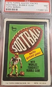 1975 TOPPS WACKY PACKS PACKAGES 12th SERIES SOOTBALL FOOTBALL CARD PSA 7 - Picture 1 of 3