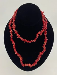 COLLAR DE CHIP TEÑIDO REDSTONE 36 PULGADAS Cristal Curación Chakra Moda - Imagen 1 de 2