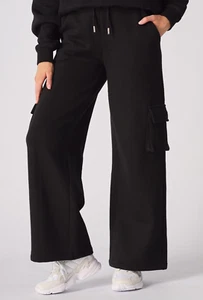 JMOJO Women's Wide Leg Sweatpants Soft Fleece Cargo Joggers with Stretch Waist - Picture 1 of 7