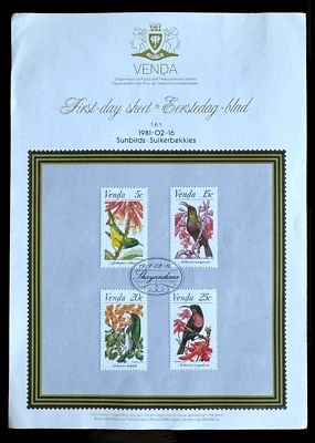 VENDA (South Africa) (Shayandima) 1981 : First Day Sheet - Sunbirds [SG38/41] - Image 1 of 2