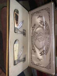 George Washington Taylor Cutlery Japan Cherry Tree Chopper Elk Horn Box Set - Picture 1 of 12