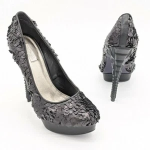 Rachel Rachel Roy Keedan Black Sequin Sculpted Heels Size 8.5 - Picture 1 of 10