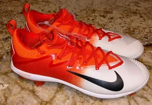 NIKE Lunar Vapor Ultrafly Elite White Orange Baseball Spikes Cleats Mens Sz 7.5 - Picture 1 of 6