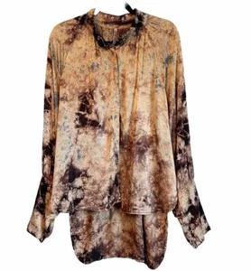 XCVI Ayro Wash Tunic Top Size L Marble Long Sleeve Button Festival Grunge Boho - Picture 1 of 14