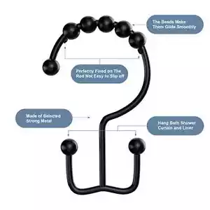 Siaomo Shower Curtain Rings Hooks, Premium Stainless Steel, Rustproof, Easy Glid - Picture 1 of 6