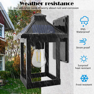 LED Solar Wall Lights Lantern Lamp With 3 Modes Outdoor Waterproof Landscape AU