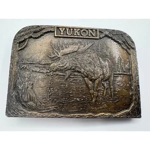 Vintage 1977 Yukon Moose Belt Buckle Bergamot Brass Works Siskiyou Limited - Picture 1 of 5
