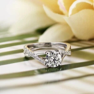 2.50Ct Twist shank Round Set Simulate Diamond Solitaire Ring 14K White Gold Over - Picture 1 of 6