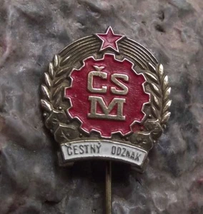 Antique CSM Badge of Honour Czechoslovakian Youth Organisation Award Pin Badge - Picture 1 of 4
