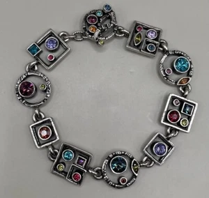 Patricia Locke USA Women’s Bracelet Silver Plated Swarovski Crystals 2007 - Picture 1 of 9