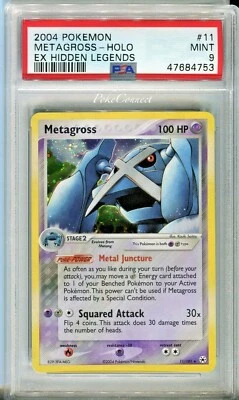 PSA 9 MINT Pokemon METAGROSS Holo Rare 2004 ex Hidden Legends #11/101 SWIRL! - Image 1 of 2