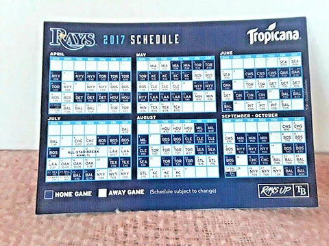 TAMPA BAY RAYS MEMORABILIA 2017 Magnetic Calendar. Perfect condition Cover
