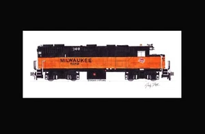 Milwaukee Road GP38-2 #360 11"x17" impresión mate firmada por Andy Fletcher - Imagen 1 de 1