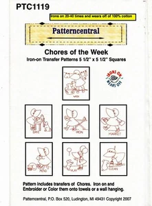 Transfermuster zum Aufbügeln 7 Aufgaben der Woche Haube Mädchen Patterncentral - Bild 1 von 2