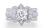 3.04Ct Round Cut 3-Piece 14K White Gold Over Cz Lab Created Engagement Ring
