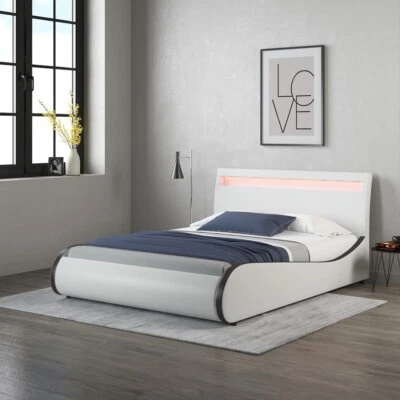 ORION LED LIGHTS BED FRAME - BLACK / WHITE - SINGLE / SMALL DOUBLE / DOUBLE