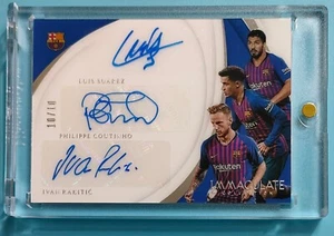 2018 Immaculate Triple Auto Luis Suarez Ivan Rakitic Philippe Coutinho 10/10 SSP - Bild 1 von 2