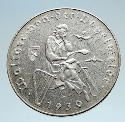 1930 AUSTRIA Composer Walther von Vogelweide Antique Silver Shilling Coin i75155 - Image 1 of 3