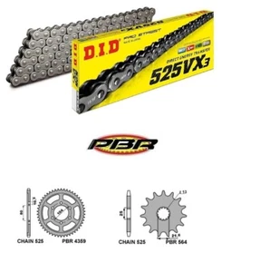 KAWASAKI Z 1000 2007 2010 MOTO KIT TRASMISSIONE DID VX3 525 CORONA PIGNONE - Imagen 1 de 4