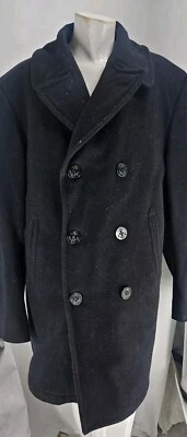 DSCP Quarterdeck Collection Black Wool Pea Coat Nautical Double Breasted  - Image 1 of 4