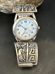 Reloj Hombre Kokopelli Navajo Plata Esterlina Antiguo Peón Puntas 2093 - Imagen 1 de 14