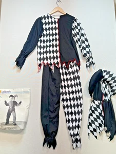 NUOVO set costume bambino giullare cattivo taglia XL Halloween nero bianco classico stagionale - Foto 1 di 24