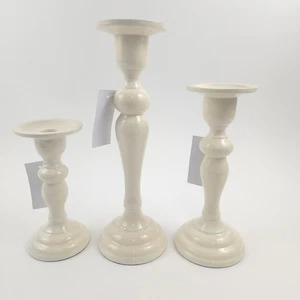 Juego de 3 Candelabros Pedestal Esmalte Pulido de Valerie Ivory - Imagen 1 de 11