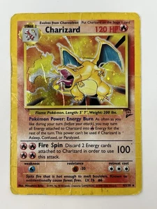 Pokemon Juego de Cartas Coleccionables Inglés Conjunto Base 2 Charizard 4/130 Holo Raro Dañado - Imagen 1 de 10