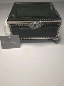 Nicole Miller beveled glass & Silver-tone trinket jewelry box - Picture 1 of 4