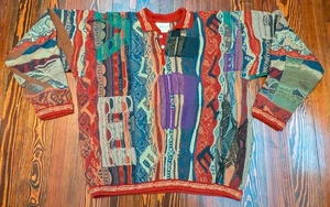 Coogi Australia Sweater Tag Size XL L/S Polo Cotton Check Measurements - Picture 1 of 7
