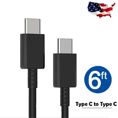 6ft USB-C to USB C Type-C Fast Charging Data Charger Cable Cord For Samsung S20 - Image 1 of 4