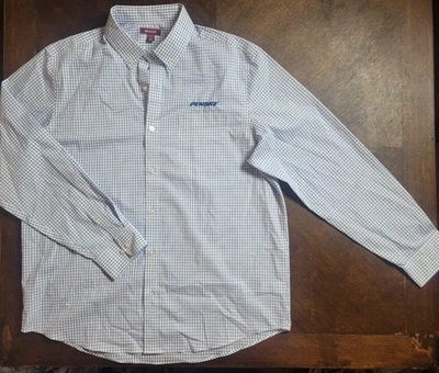 Penske Button Shirt Mens Large White Check Pattern Long Sleeve Non Iron Work - Image 1 of 4